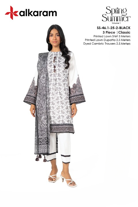 Alkaram Lawn | Unstitched Collection 3 Pieces Casual Wear| Summer Collection 2025 Collection Vol