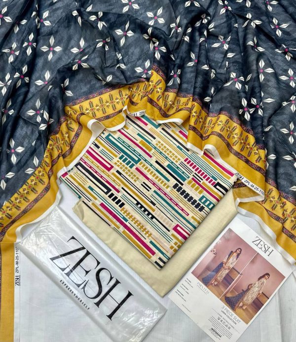 ✨ Zesh ✨ 3 Piece unstitched Suit Zesh Summer Lawn Collection 2025